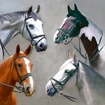 Čtyři koně ve dvoře
